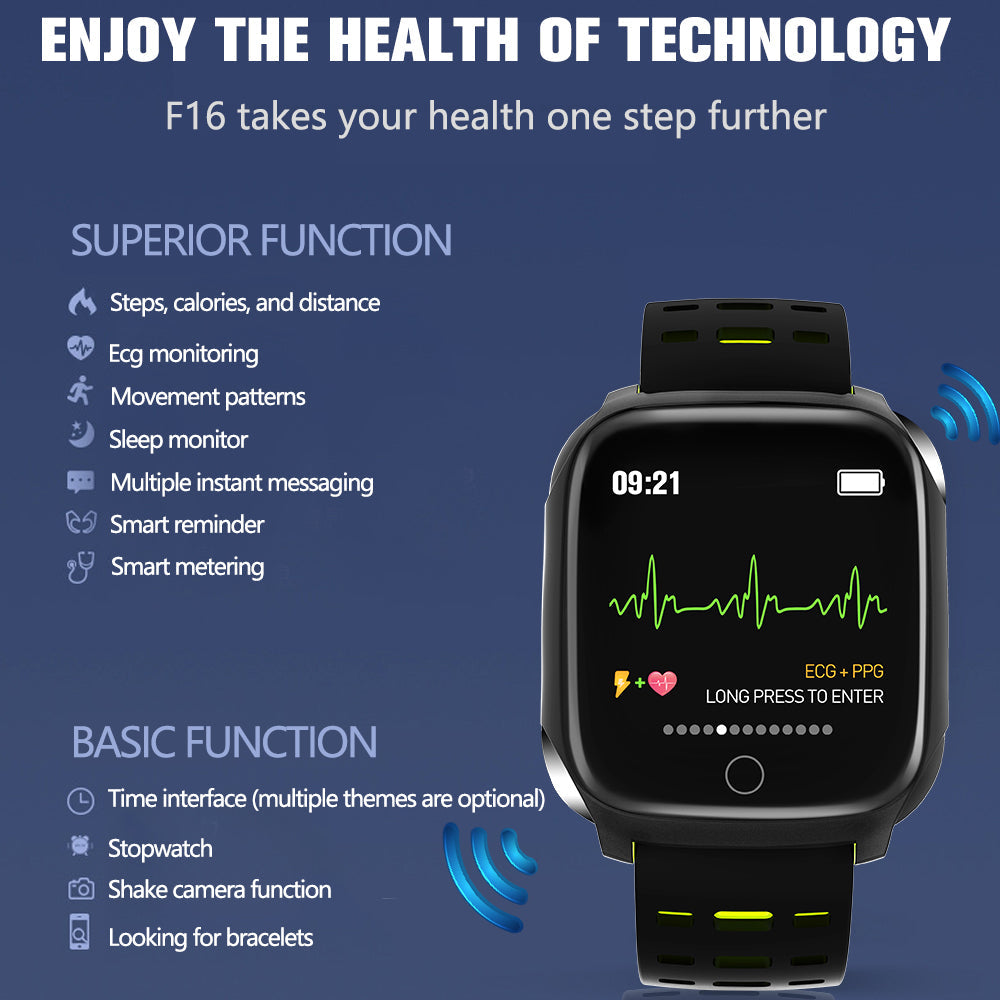 F16 Smart Watch ECG Monitor